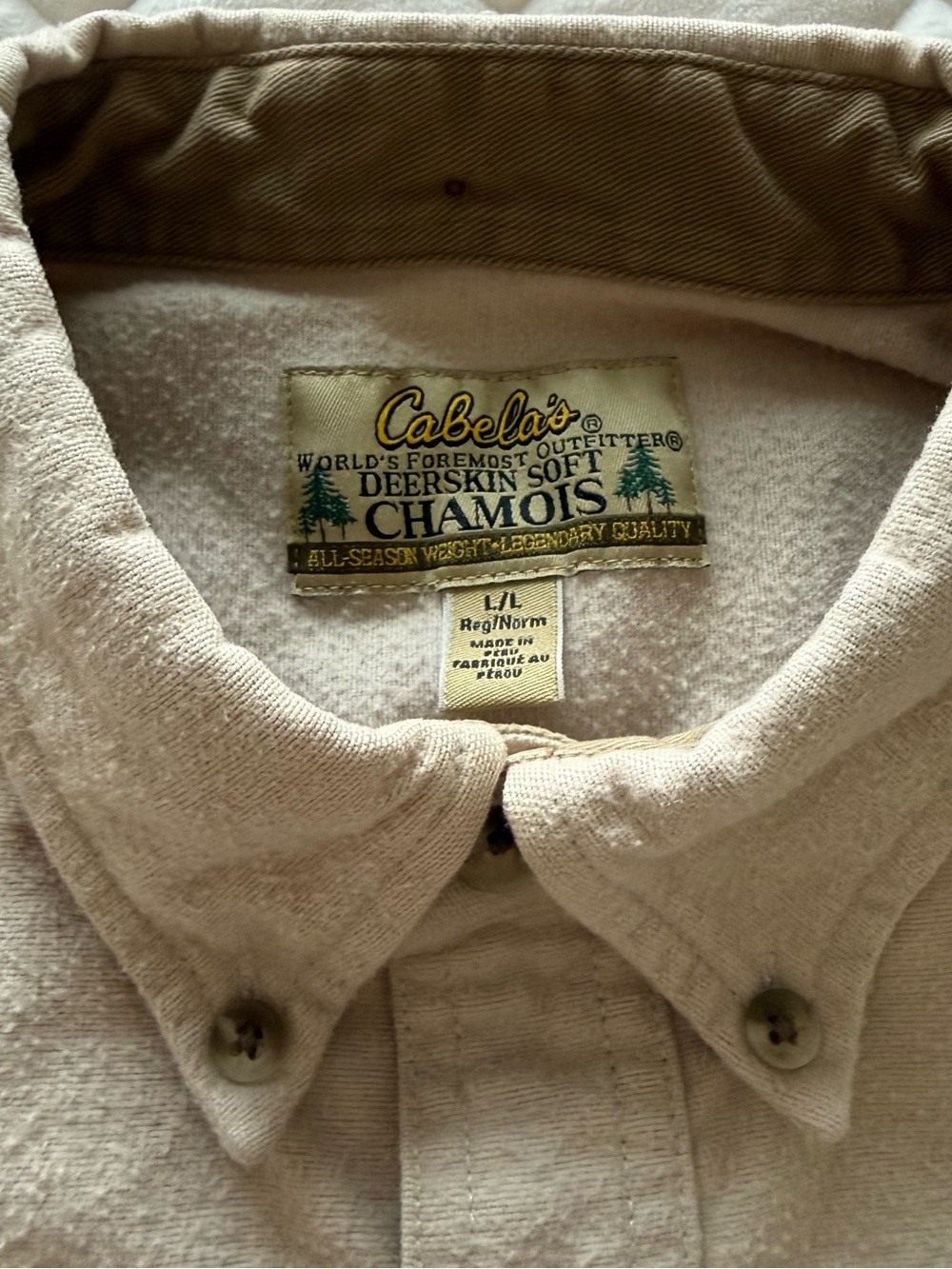 Cabela's "Deerskin Soft" Chamois Button-down Shirt - Size Large